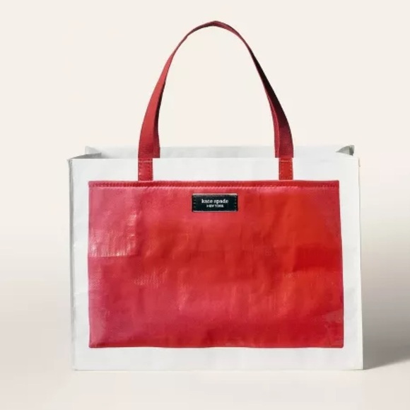 Kate Spade x Target Large Tote Bag Red/White - Picture 3 of 5
